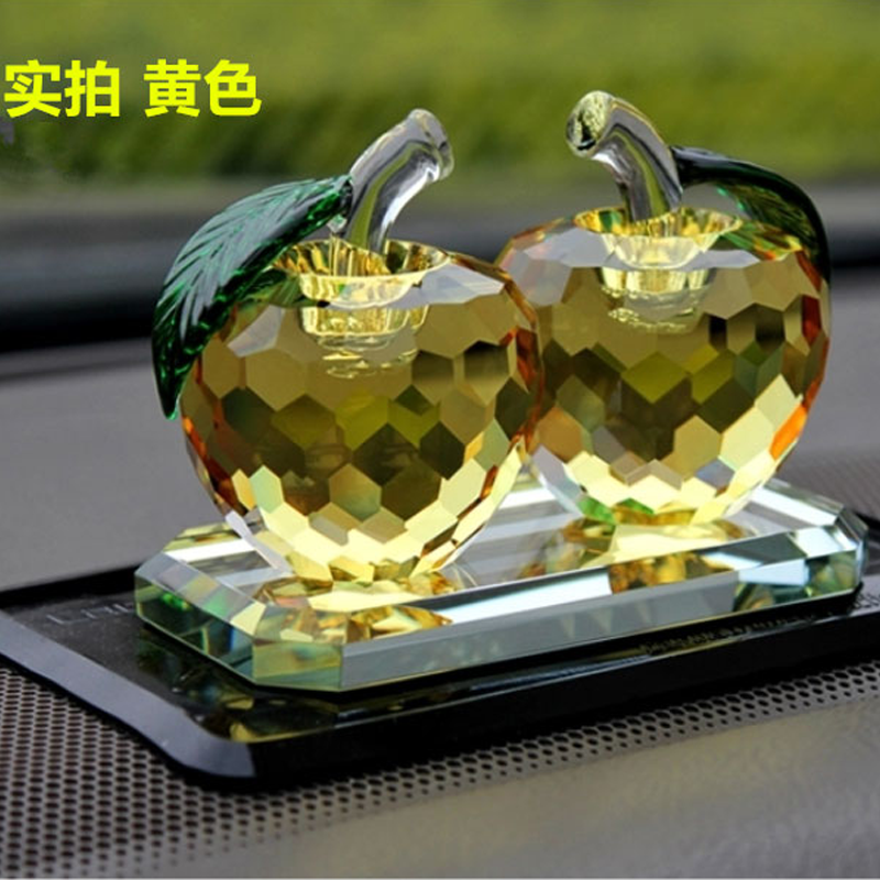 高档水晶苹果汽车摆件车内饰品车载香水座车上摆设装饰用品保平安