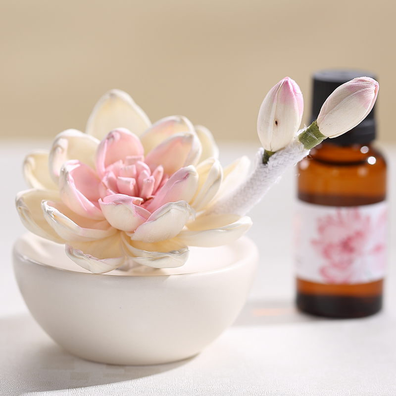 车载香薰无火通草花挥发精油陶瓷套装室内干花香水熏香氛伊花坊