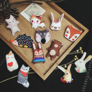 森系动物布偶胸针