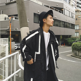 BANGBOY 自制秋款抽绳装饰设计撞色中长款风衣oversize外套男潮