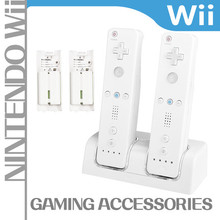 WII手柄配件送2块2800MAH 电池 WII专用双充电电池组手柄座充