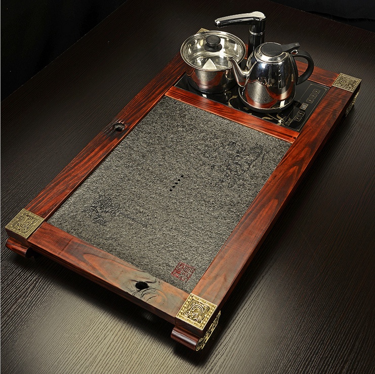茶具套装整套冰裂紫砂功夫茶具四合一电磁炉实木大小茶盘面板批量