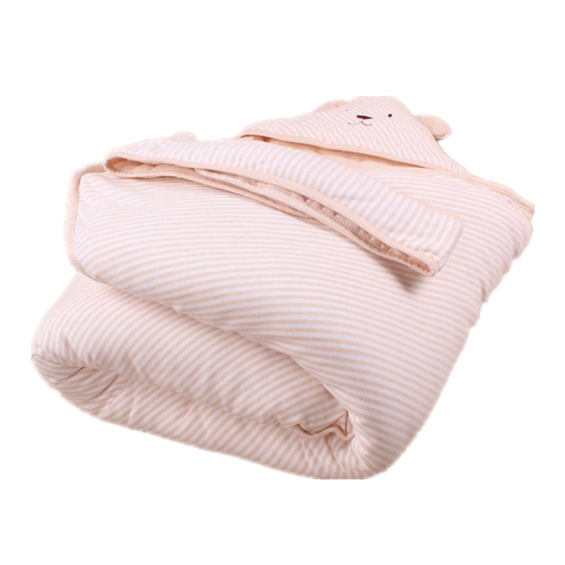 有机彩棉婴儿抱被秋冬季加厚款纯棉花棉被新生儿包被初生宝宝抱毯