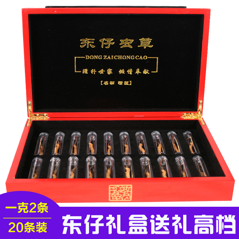 【一克2条装】新鲜那曲冬虫夏草一克2条正品水晶管礼盒20条装