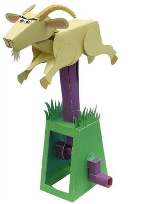 diy手工益智剪纸折纸儿童玩具 跑山羊 动态可动 3d立体拼装纸模型