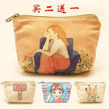 女迷你可爱布艺韩国硬币包学生简约田园小清新潮包涂鸦小零钱包