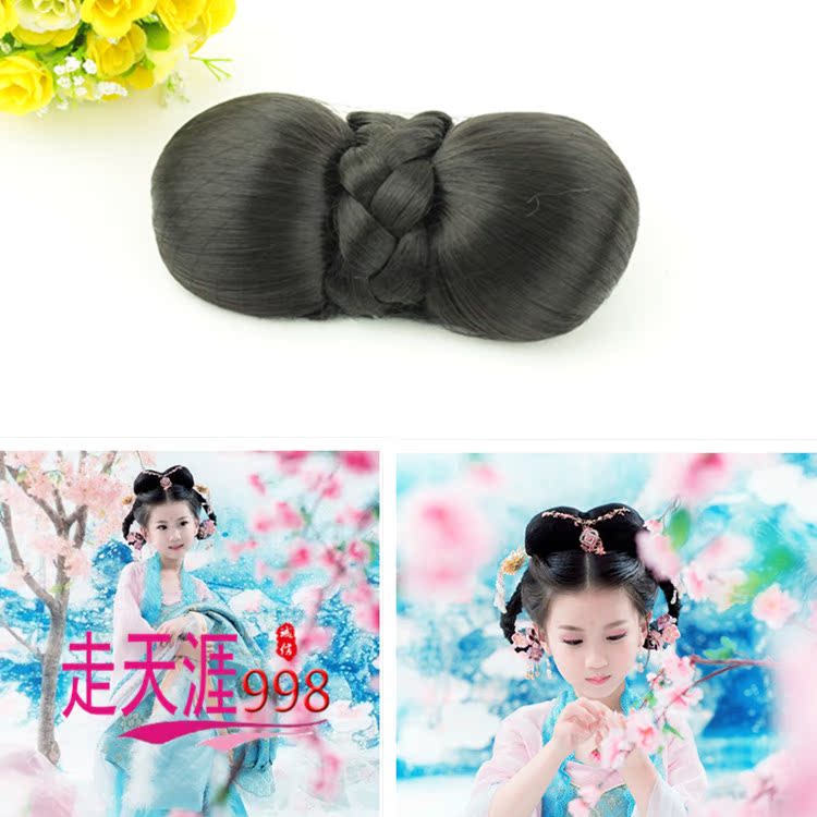 汉服头饰假发包影楼古装造型垫发包演出古装唐装汉服丸子头假发包