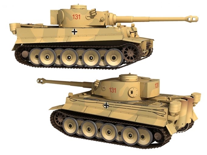 军事武器 二战德国虎式坦克tiger i 3d纸模型diy 沙漠