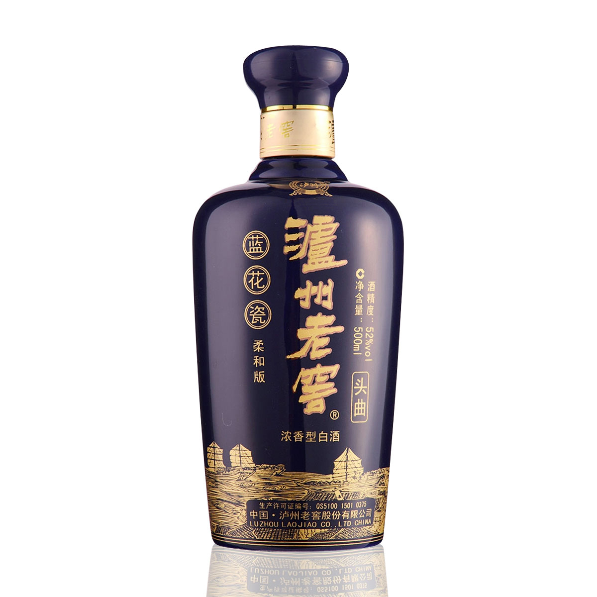 泸州老窖38度头曲蓝花瓷(柔和版 )500ml白酒浓香型