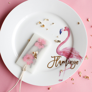 火烈鸟金色英文餐盘