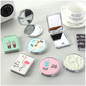 韩国可爱便携皮质化妆镜