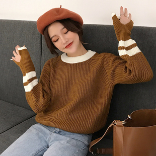 毛衣女装秋冬季新款韩版上衣学生套头打底衫宽松长袖针织衫外套潮