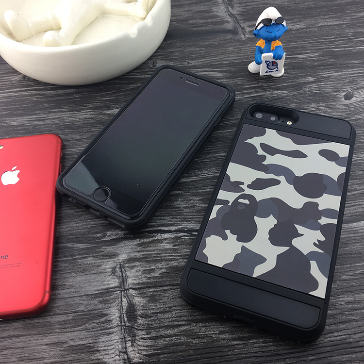 图片男 潮流iphone,图片男 潮流壁纸 bape迷彩iphone7plus手机壳6s苹果6plus猿人头防摔保护套可装卡男