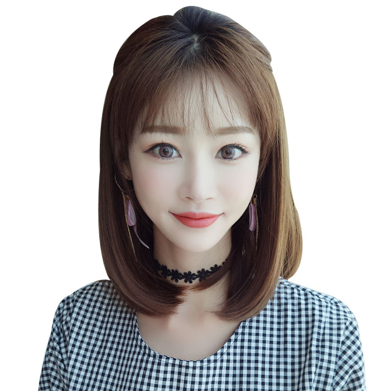假发女长直发中长发u型半头套内扣逼真圆脸全头隐形无痕齐肩短发