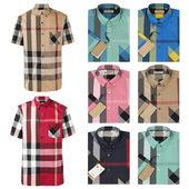 正品 Burberry 新款经典大格男士休闲多色短袖衬衫