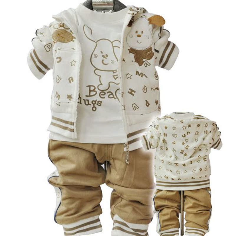 婴幼儿小孩衣服2013新款春秋韩版男童装纯棉宝宝服装儿童三件套