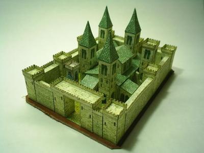 立体折纸手工制作模型剪纸 阿维尼翁教皇宫殿 场景建筑 3d纸模
