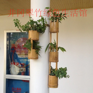 竹制品 绿色竹花盆竹花筒花架花器 特色竹花盆 原生态竹筒花盆竹制品