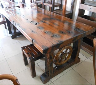 老船木家具 百年沉船木餐桌 古船木 茶桌茶台 原生态实木大班台
