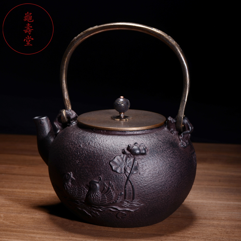 龟寿堂 鸳鸯养生铁壶 日本南部老铁壶 纯手工铸铁茶壶功夫茶具