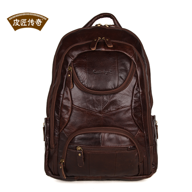 双肩包男士真皮背包电脑包 头层牛皮大容量双