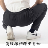 中老年运动裤男宽松紧腰休闲裤子春秋夏薄老年人男士高腰深档长裤