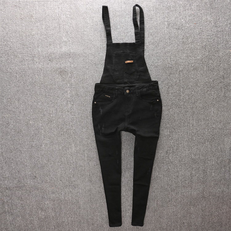 [2015爆款]欧洲站秋款深蓝色补丁哈伦女潮可拆