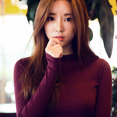 秋冬季中领半高领打底衫女长袖t恤薄莫代尔棉