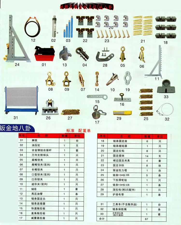 汽车钣金地八卦大梁校正仪配件浮面式地八卦拉塔汽车钣金维修设备