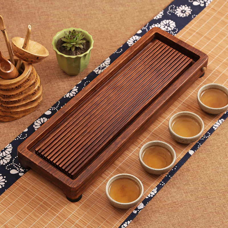 重竹托盘储水茶具竹制茶盘日式简约家用实木长方形排水茶台茶海