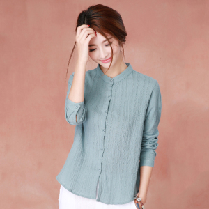 装纯棉立领长袖衬衫