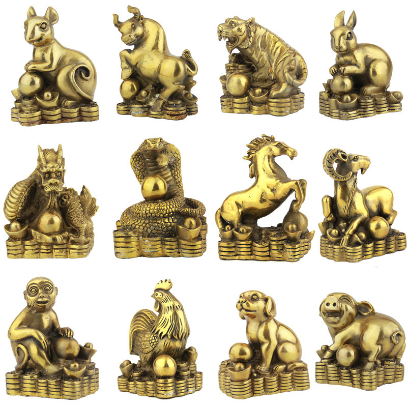 兴润阁铜器十二生肖摆件属鼠牛虎属兔龙蛇马羊猴鸡狗猪工艺品