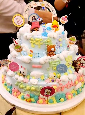上海生日蛋糕 儿童周岁宝宝双满月 百日百天hello kitty情景蛋糕