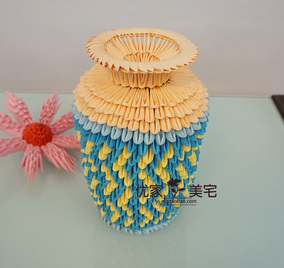 纸花瓶手工折纸材料包 三角插纸片配件 diy创意立体纸工小口瓮