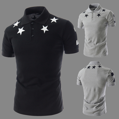 夏季新装五角星印花翻领 时尚短袖保罗衫 男 mens polo tee shirt