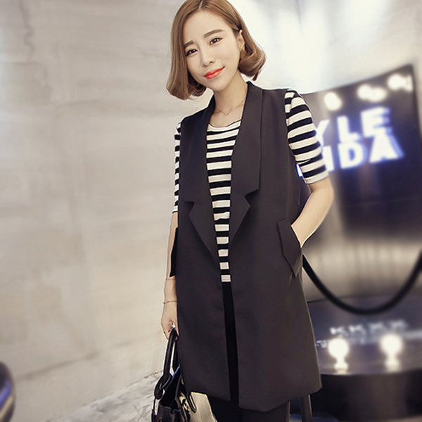 热销女<em>马夹</em> <em>2015春秋装</em> <em>马夹</em>中<em>长款</em> 修身 韩版