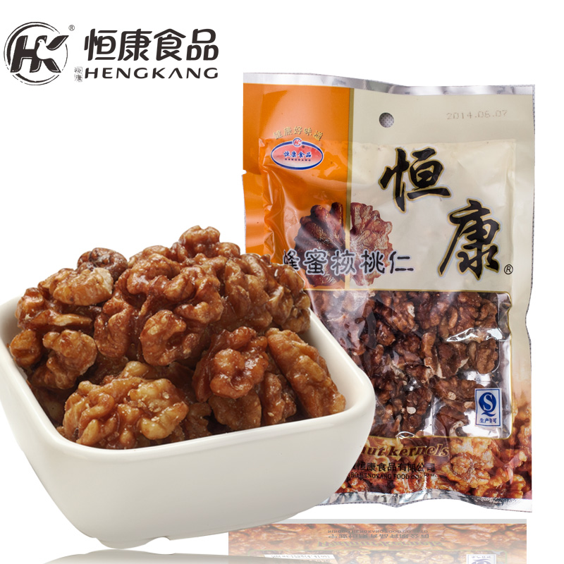 恒康食品 蜂蜜大核桃仁125g袋装 纸皮薄皮山核桃仁核桃肉坚果零食