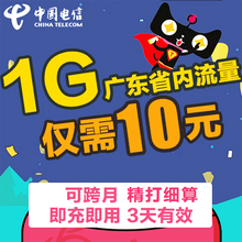 三日有效 可跨月 限省内使用 省内电信流量包 广东电信流量1G