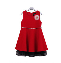 2014秋冬新款童装女童公主背心裙礼服裙中大儿童韩版毛呢子连衣裙