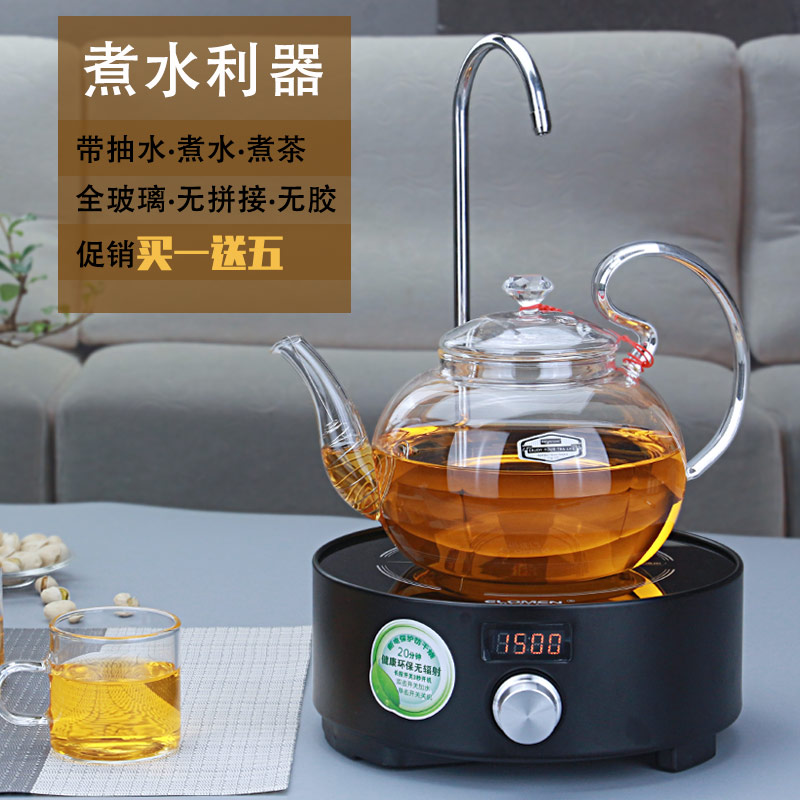 耐热高温全玻璃养生壶煮茶器 自动上水烧水壶 黑茶 花草茶具套装