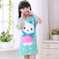 儿童睡裙夏天睡衣女宝宝 短袖纯棉吊带可爱公