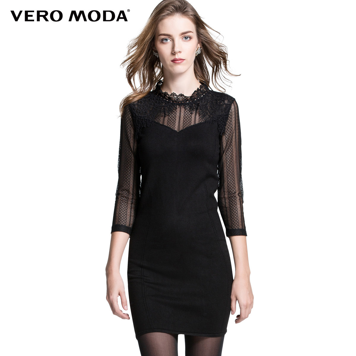 <em>淘宝网</em>新品5折<em>VeroModa</em>针织拼接蕾丝修身七