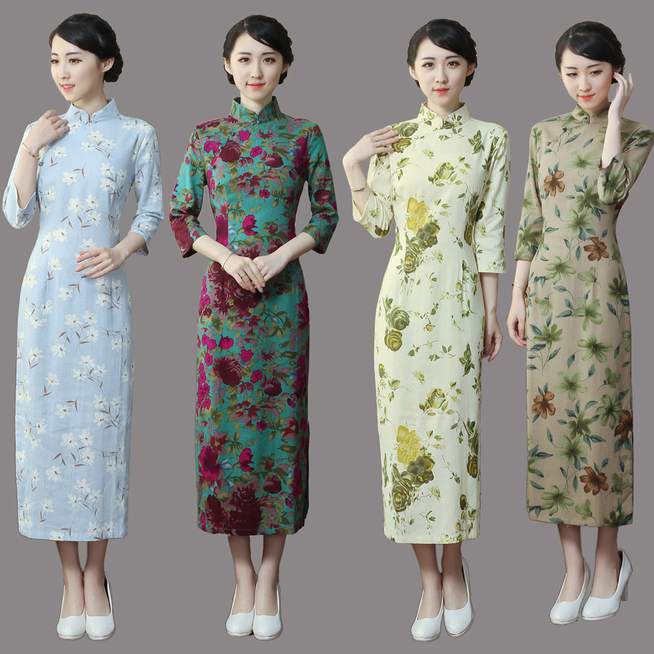 秋冬长款旗袍连衣裙女茶楼茶艺师茶道演出衣服茶叶店导购员工作服