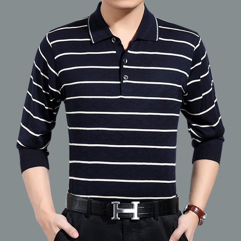 秋季新款爸爸装中老年男装中年男士长袖t恤衫