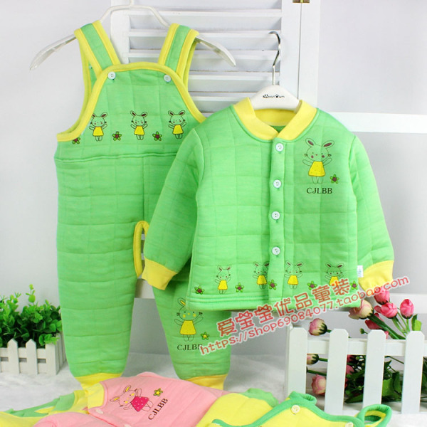 热销男睡衣上装 春秋装 男女宝宝保暖内衣套装