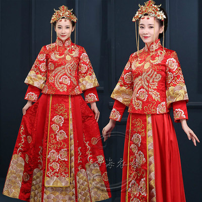 古装秀禾服中式新娘结婚红色敬酒礼服大码嫁衣喜服龙凤褂女婚服装