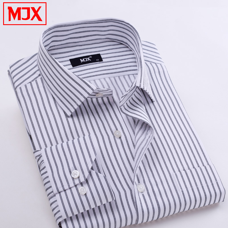 MJX2015春装新款男士商务条纹衬衫 免烫正装长袖衬衣职业工装男装