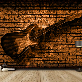 复古怀旧吉他音乐室墙纸工作室背景墙壁纸个性店铺大型壁画904