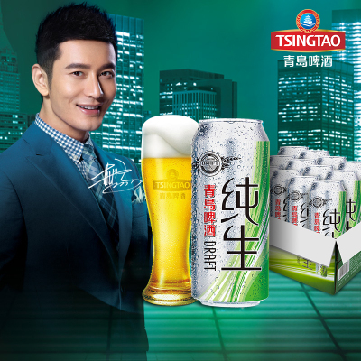 青岛啤酒纯生500ml*12听/箱 德国进口麦芽啤酒 全国包邮