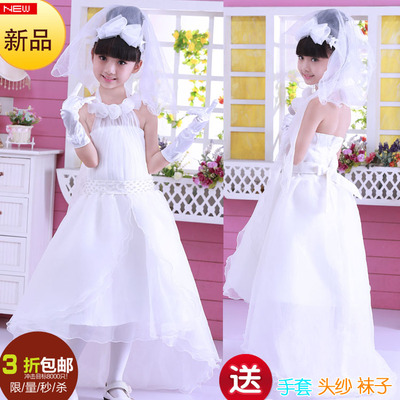 女童婚纱裙拖尾小孩花童礼服婚纱裙儿童公主裙拖地 女童婚纱裙拖尾小孩花童礼服婚纱裙儿童公主裙拖地